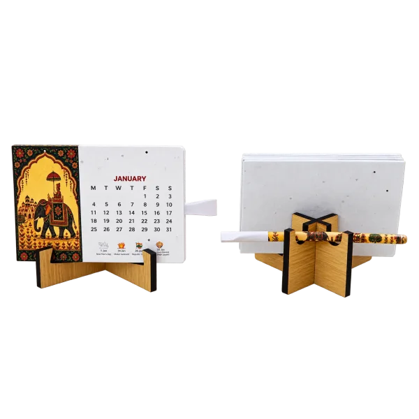 Plantable Calender With Bmaboo Stand With Seed Pen